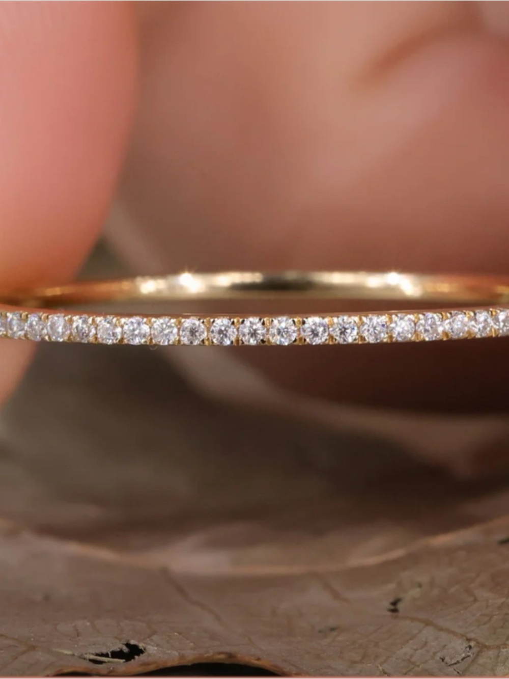 Delicate Gold Pavé Diamond Ring - Elegant Women's Band